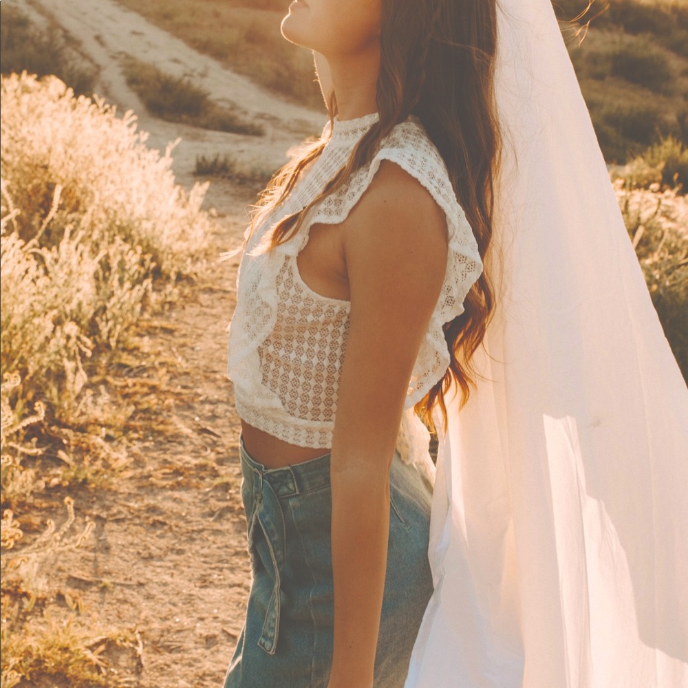 white lace crop top